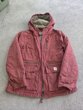 Rust-red Carhartt women's hooded utility jacket Size MEDIUM